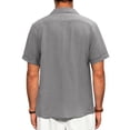 thumbnail image 4 of GENTS BLISS Men Linen Shirts Casual Short Sleeve Button Down Shirts for Men Beach Tops with Pocket, 4 of 13