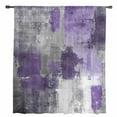 thumbnail image 2 of Purple Grey Semi Sheer Curtains Drapes for Living Room, Bedroom, French Doors Window 72 Inches Long, Modern Oil Painted Abstract Art Aesthetics Rod Pocket Chiffon Curtain Drapery Voile Drape Panel, 2 of 6