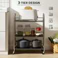 thumbnail image 4 of HOMCOM 3 Tier Stainless Steel Utility Cart, Rolling Cart on Wheels, Silver, 4 of 10