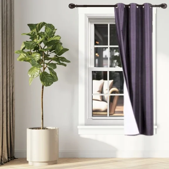 Gorgeous Home Linen 1-Piece Thermal Lined Blackout Window Curtain Silver Grommets (Plum, 63" Length ) K34