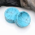 thumbnail image 3 of A Pair of Turquoise Concave Stone Double Flared Ear Gauge Plug, 3 of 3