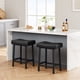 thumbnail image 2 of Taburetes de Bar Modernos de Cuero Sintético Gris - Juego de 4, Altura para Mostrador con Patas Blancas y Reposapiés, negro, 2 of 12