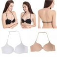 thumbnail image 2 of Women's Front Closure Seamless Comfort Underwire Bra, Push Up Underwire Halter Front Close Bras, Beige, 2 of 3