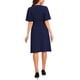 thumbnail image 3 of Vestido midi de manga corta INSPIRE CHIC para mujer con cuello redondo y cinturón, vestido casual de vuelo S azul marino, 3 of 5