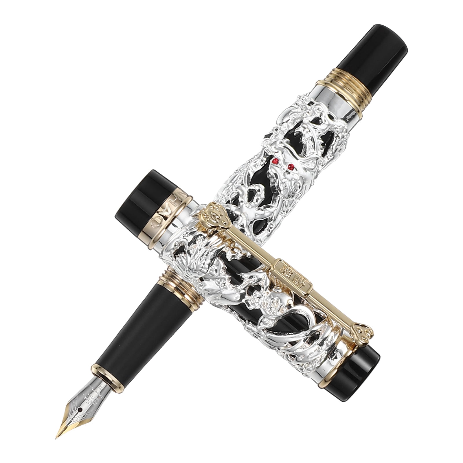 HONITANO Chinese Style Plated Silver Zinc Alloy Fountain Pen for Smooth Writing