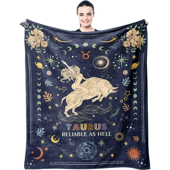 Taurus Gifts Blanket - Taurus Gifts for Women - Taurus Zodiac Gifts - Gifts for Taurus Women - Taurus Birthday Gifts - Astrology Gifts for Women - Zodiac Constellation Graduation Gifts