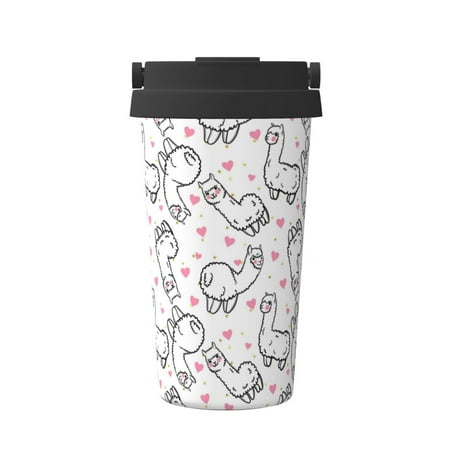 

KLL Alpacas and Hearts Pattern Stainless Steel Vacuum Insulated Tumbler - Carry Insulated Coffee Mug - Reusable Insulated Cold Brew Iced Coffee Cup Thermos