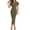 Army Green, variant on Women's Solid Color Puff Sleeve Bodycon Midi Dress - Slimming Waist-Defining Work Dress for Office, Semi-Formal Occasions, and Professional Settings