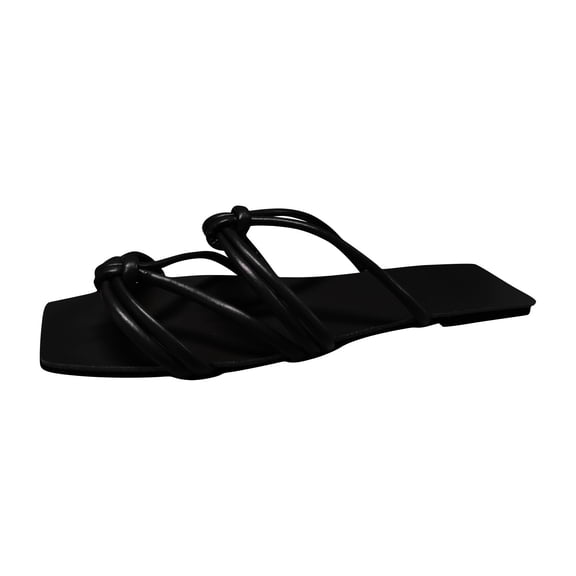 Anuirheih Clearance Slip on Sandals Women,Women's Leisure Vacation Wear Woven Open Toe Flat Bottom Beach Cool Slippers(Black)
