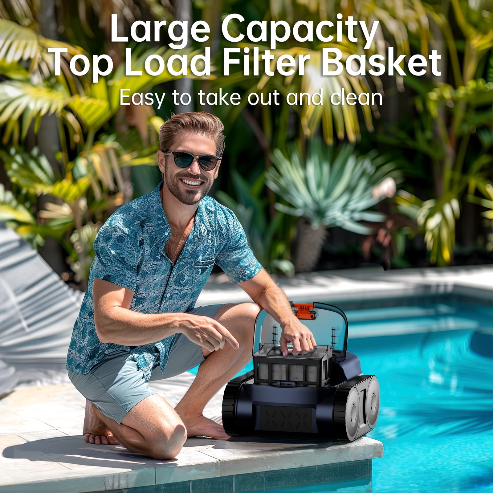 Cordless Robotic Pool Cleaner : Wall Floor Waterline Cleaning 180W Powerful Suction Last 150 Mins up to 2,050 Sq.ft for Inground Pool