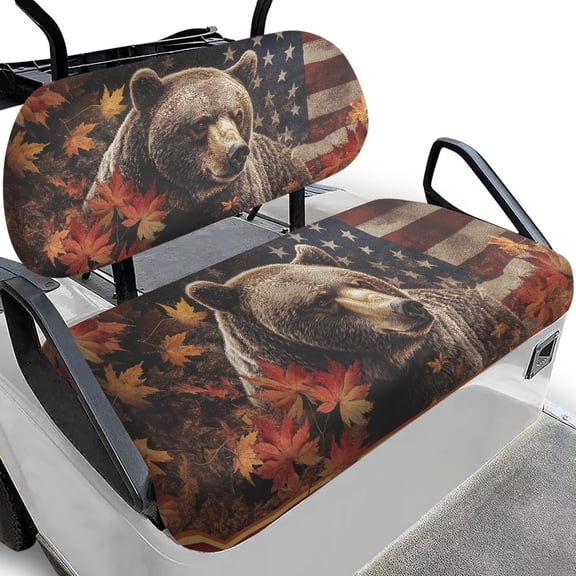 Pzuqiu Bear Flag Golf Cart Seat Covers Comfortable, Easy to Install Golf Cart Bench Seat Cover Backrest Cover Fit for Yamaha Seats