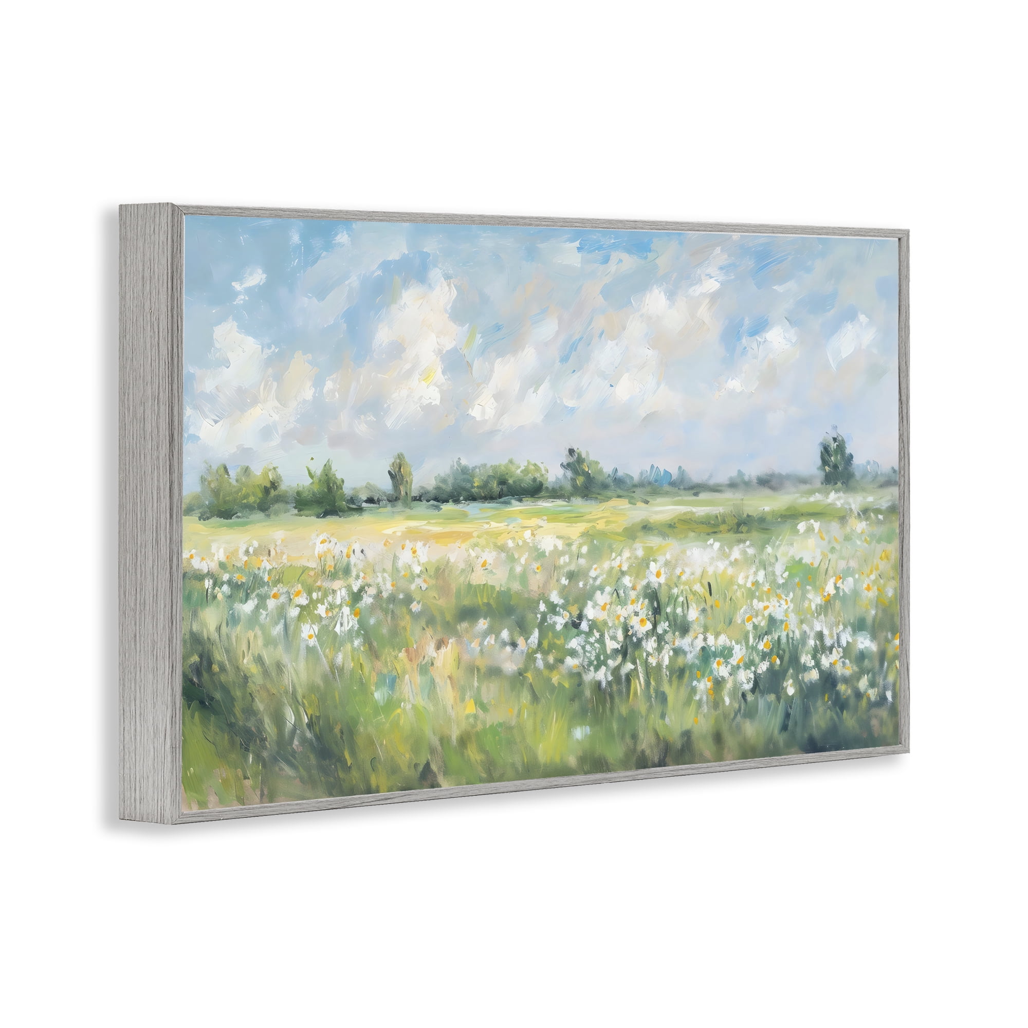 Stupell Industries Daisy Field Landscape Impression Gray Framed Giclee Art, design by Creative Studio