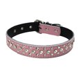 thumbnail image 2 of Flmtop Pet Collar Rhinestone Inlaid Adjustable Cowhide Decorative Puppy Necklace for Daily Life Pink, 2 of 9