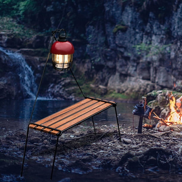 Estante de almacenamiento para acampar Utensilio para acampar plegable al aire libre Acero inoxidable Desmontable Multifunción Portátil para caminatas Negro shamjiam Estante de almacenamiento al aire libre
