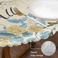 thumbnail image 4 of Flower Bird Round Fitted Table Cover Vintage Floral Blue Flower Watercolor Waterproof Table Cloth with Elastic Edge Wipeable Tablecloth for Picnic Camping Party Fits 45"-54" Diameter, 4 of 8