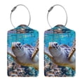 thumbnail image 3 of Disketp 2 Pcs Luggage Tag For Suitcase,Sea Turtle Swims Leather Baggage Tag With Stainless Steel Loop Privacy Cover For Women Men Girls, 3 of 5