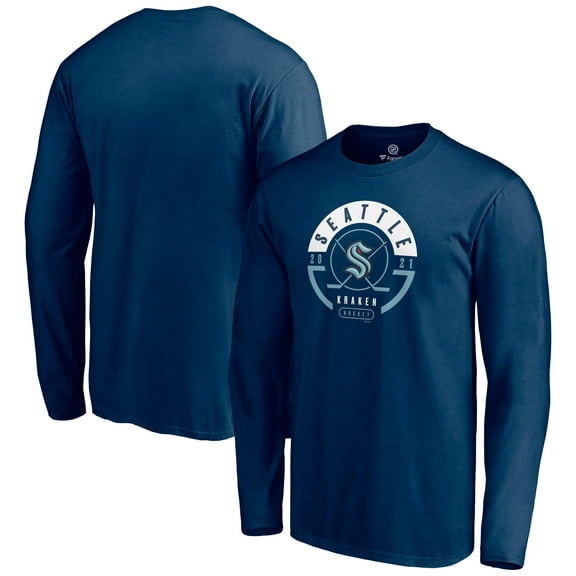 Men's Fanatics Deep Sea Blue Seattle Kraken Block Party Long Sleeve T-Shirt