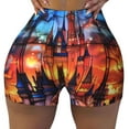 thumbnail image 2 of Fotbe Magical Stained Glass Castle Shorts Sin Costuras – Shorts Deportivos de Cintura Alta para Mujer, Elásticos para Gimnasio, Yoga, Running o Ciclismo-Large, 2 of 8