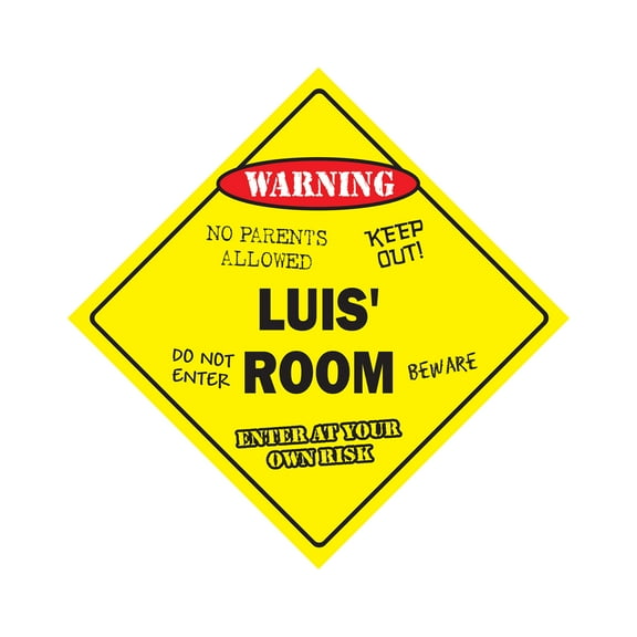 Luis' Room Sign Crossing Zone Xing | Indoor/Outdoor | 14" Tall kids bedroom decor door children's name boy girl