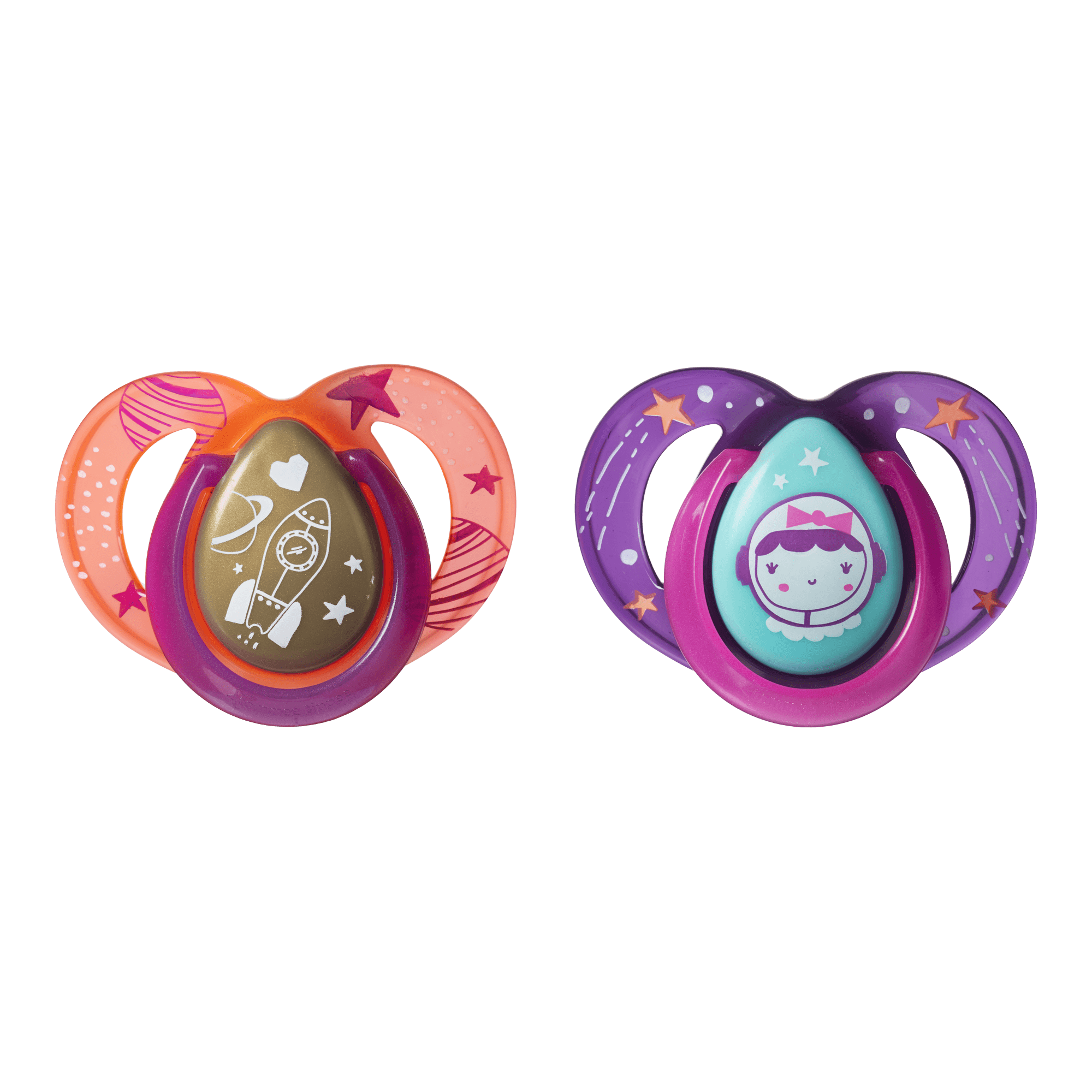 Tommee Tippee Night Time Glow in the Dark Pacifiers, Symmetrical Design,  BPA-Free Silicone Binkies, 6-18m, 2-Count, Colors and Designs May Vary -  Walmart.com