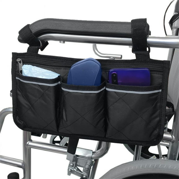 Wheelchair Side Bag Pouch Basket Waterproof Walker Storage Bag for Wheelchairs/Home/Outdoor/Baby Cart