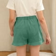 thumbnail image 4 of CYRBOKO Girls Shorts, Loose Fit Elastic Waist Comfy Summer Bottoms with Pockets Mint Green Size 11-12 T, 4 of 7