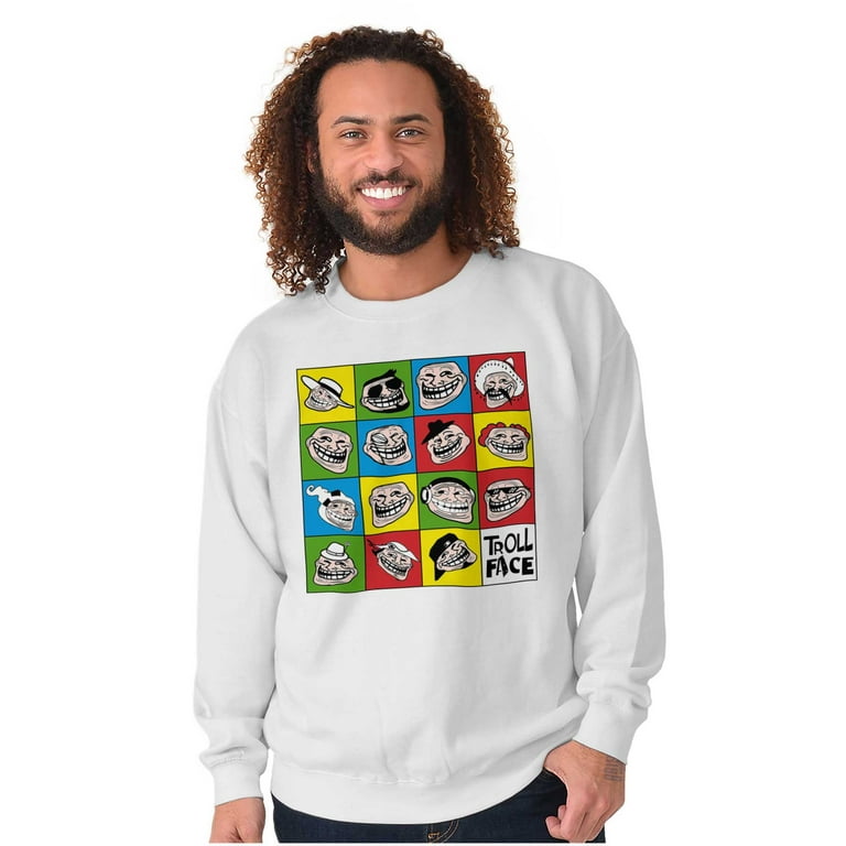 Troll Face Meme Big Smiley Internet Sweatshirt for Men or Women Brisco  Brands X 