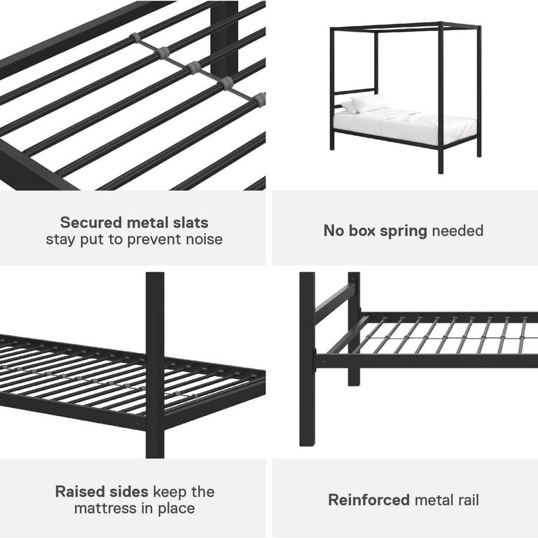 DHP Modern Metal Canopy Platform Bed Frame, Twin, Black 