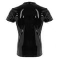 thumbnail image 3 of Men Shiny Leather T-Shirt, Glossy PVC Leather, Short Sleeve, Shiny Latex Coat For Male, 3 of 8