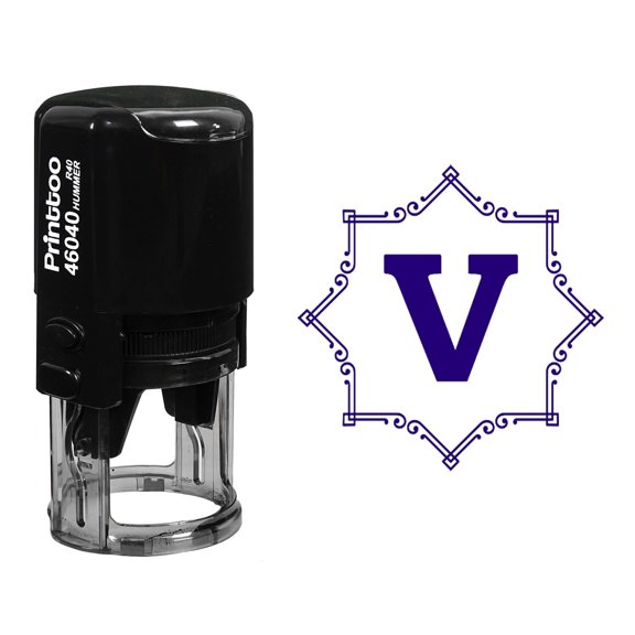 Printtoo V Alphabet Monogram Initial Octagon Celtic Swirl Frame R-40 Office Stationary Self Inking Rubber Stamp
