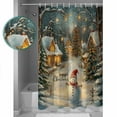 thumbnail image 4 of Christmas Snowman Shower Curtain, 72" x 72", Xmas Tree Rustic Farmhouse Waterproof Bathroom Curtain Washable Shower Curtain Set with 12 Hooks, 4 of 6