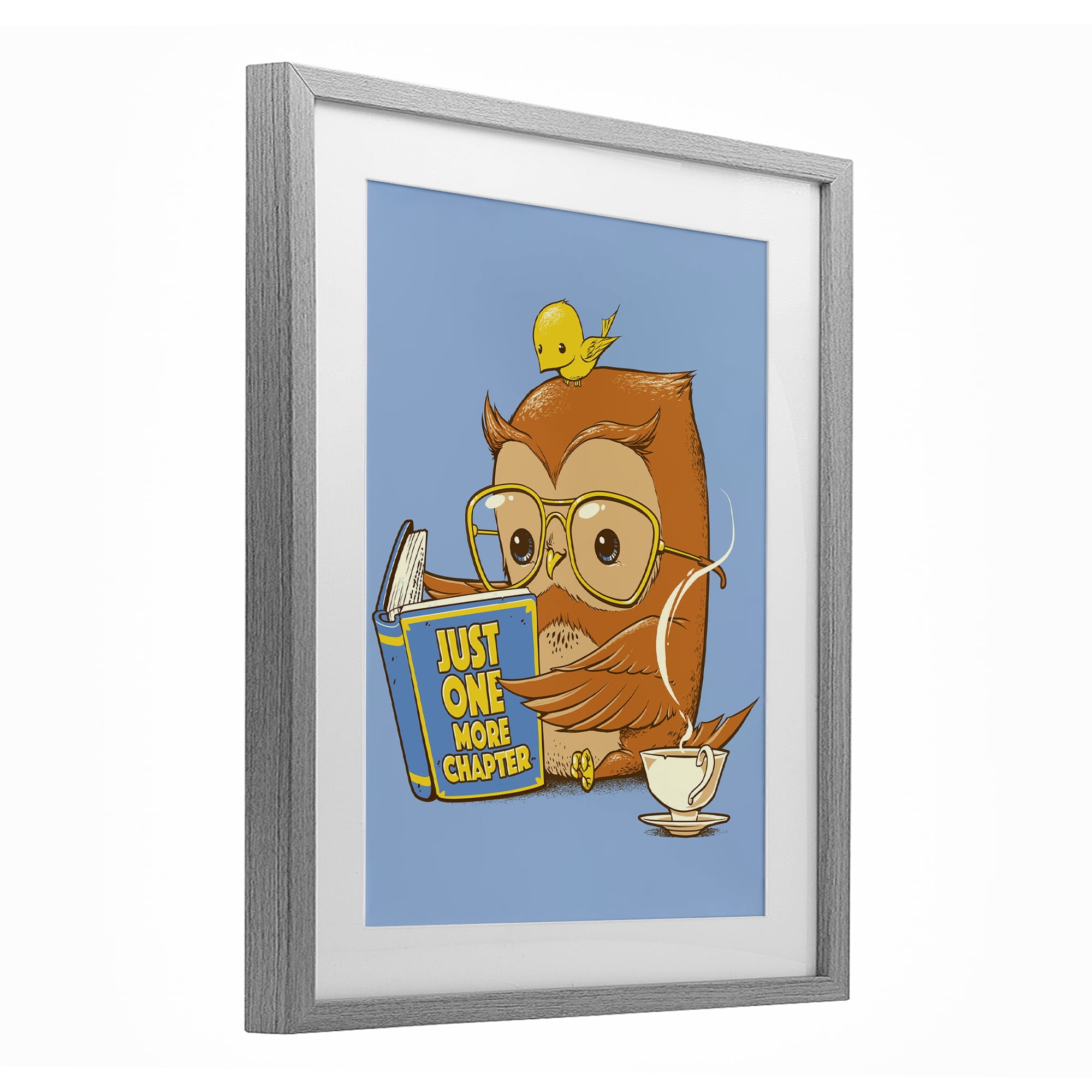 Stupell Industries One More Chapter Owl Gray Framed Print Under Glass, design by Tobe Fonseca