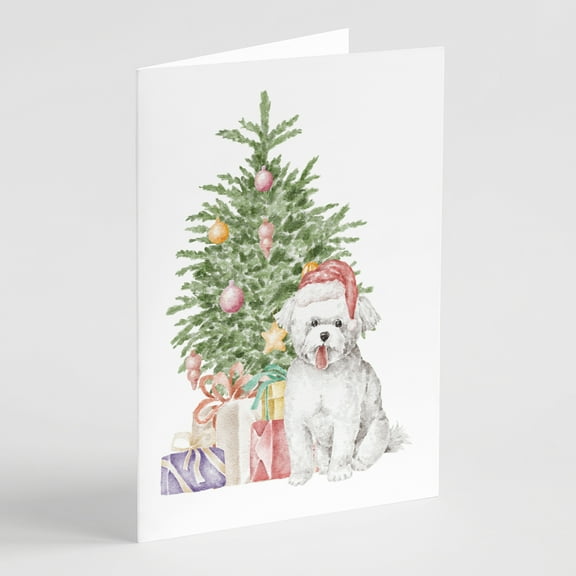 Carolines Treasures CK8253GCA7P Bichon Frise Puppy Christmas Presents and Tree Greeting Cards and Envelopes Pack of 8 7