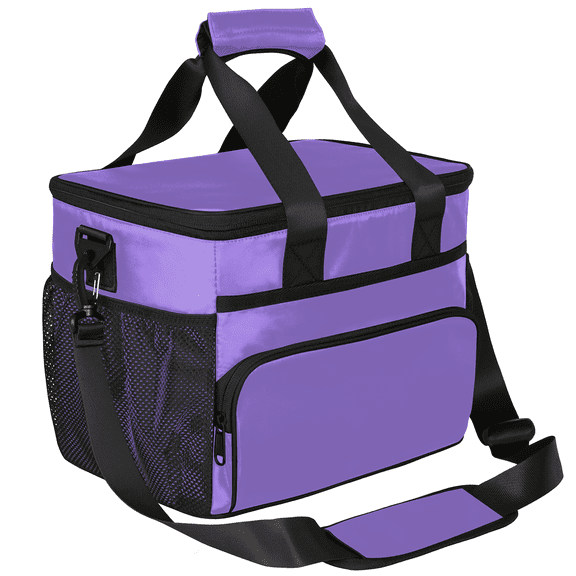 Herdesigns Purple Large Lunch Box for Adults Women Men with Adjustable Shoulder Strap, Insulated Reusable Lunch Bag Leakproof Cooler Tote Bag
