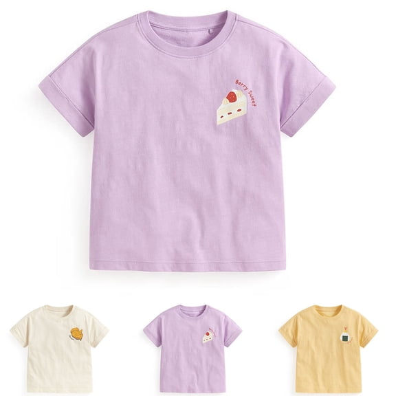 Swuxness Toddler Short Sleeve T-Shirts Round Neck Summer Print Loose Breathable Casual Outfit