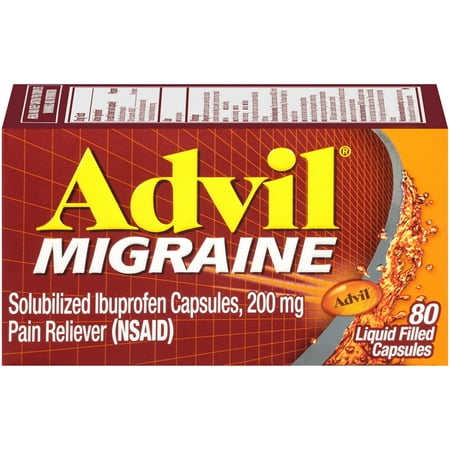 Advil Migraine (80 Count) Pain Reliever Liquid Filled Capsules, 200mg Ibuprofen, 20mg Potassiuim, Migraine Treatment