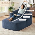 thumbnail image 6 of FFH Chaise Lounge Chair Indoor, 64.6" Oversized Modern Corduroy Sofa Couch, Comfy Sleeper Chair for Living Room, Apartment, Bedroom, Blue, 6 of 10