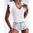 thumbnail image 2 of Asyoly  Womens Tops Summer Ruffle Sleeveless Blouse Casual Deep V Neck Tunic T Shirt Tops, 2 of 4
