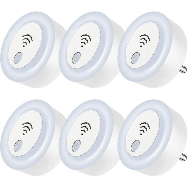 Repelente de plagas ultrasónico Enchufe de luz nocturna 6 piezas 2 Brillo Repelente de insectos electrónico Repelente de plagas para cucarachas Ratones Mosquitos Arañas 100%