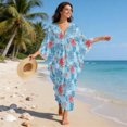 thumbnail image 3 of XYZCANDO Kaftan Dresses for Women V-Neck Swimsuit Cover Up Plus Size Beach Caftan Lounge Dress Flowy Batwing Sleeve Beach Cover Ups Octopuses Print Resort Wear for Travel Vacation, 3 of 7