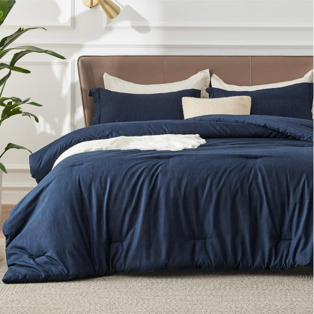 Juego de cama completo Bedsure, edredón azul marino de 208 x 218 cm, 3 unidades