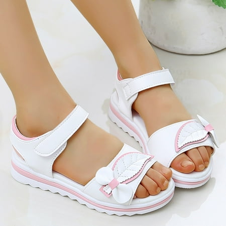 

Akiihool Sandals for Little Girl Casual Summer Baby Toddler Girls Soft Open Toe Summer Sandals Flower Princess Flat Shoes (White 13.5)