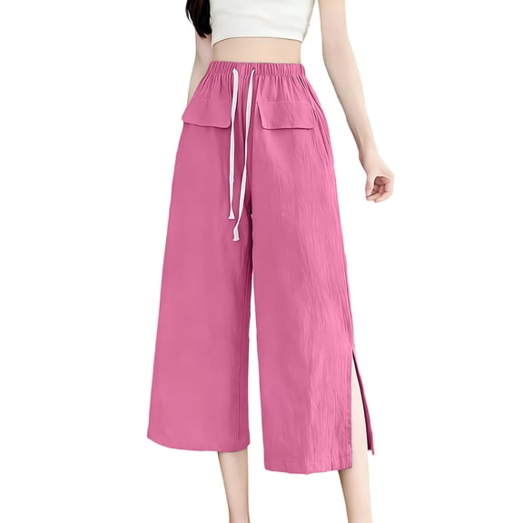 Lounge Pants for Women Oversize Fashion Solid Color Casual Trousers Elastic Waist Pants Long Pants With Pockets