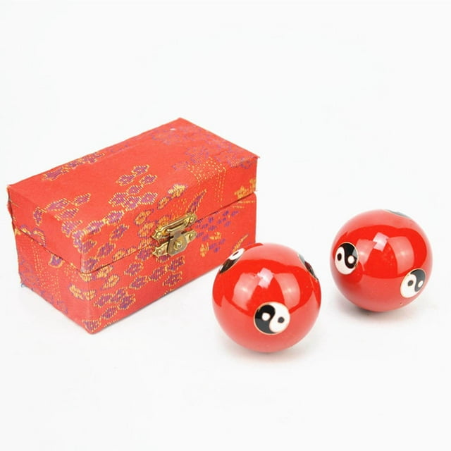 Portable Baoding Balls with Storage baoding balls stress fitness Box Durable for Kids Elderly Parents Red Tai Chi
