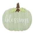 thumbnail image 2 of Northlight 20" Green and Brown Blessings Pumpkin Wooden Thanksgiving Hanging Wall Sign, 2 of 5