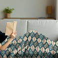 thumbnail image 3 of Ethnic Soft Flannel Fleece Throw Blanket, Braided Carpet Inspired View Mosaic Art Design Print, Cozy Plush for Indoor and Outdoor Use, 70" x 90", Cream Coral Blue, by Ambesonne, 3 of 5