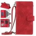 thumbnail image 1 of Nalacover for Samsung Galaxy A32 5G Embossed Floral Pattern PU Leather Crossbody Case with Shoulder Strap,Shockproof Magnetic Flip Kickstand Credit Card Slots Zipper Pocket Wallet Phone Case,Red, 1 of 10