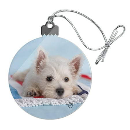Westie Ornaments West Highland Terrier Westie Puppy Dog Beach Towel Acrylic Christmas Tree Holiday Ornament ()