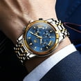 thumbnail image 5 of OLEVS Watches for Men, Mens Watches Quartz Gold Stainless Steel Waterproof Luminous Business Calendar Wrist Watch reloj para hombre Blue Dial, 5 of 11
