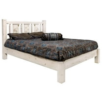 Homestead Collection Full Platform Bed w/ Laser Engraved Wolf Design, Ready to Finish